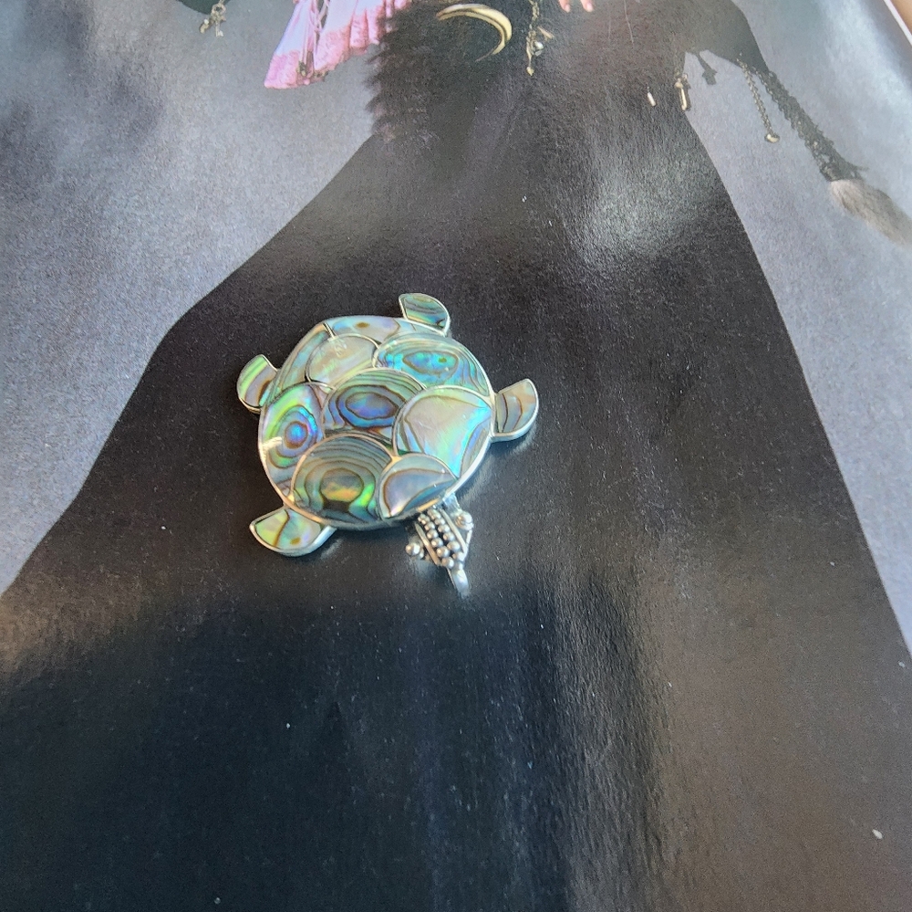 Abalone STERLING Silver Turtle Pendant PENDANT - Picture 6 of 7